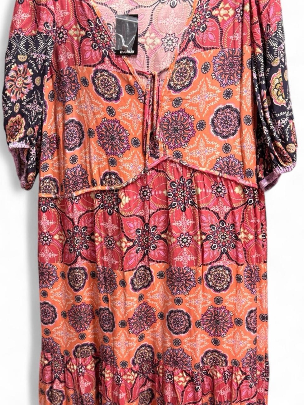 Avenue Pink & Orange Floral Tiered Tunic